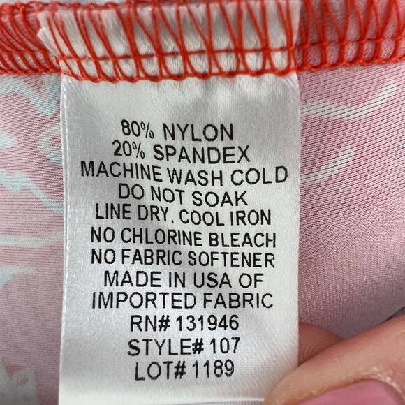 JUDE CONNALLY Vibrant Stretch Nylon Split Orange Dragon Asian Motif 3/4 Top XS - Picture 6 of 6